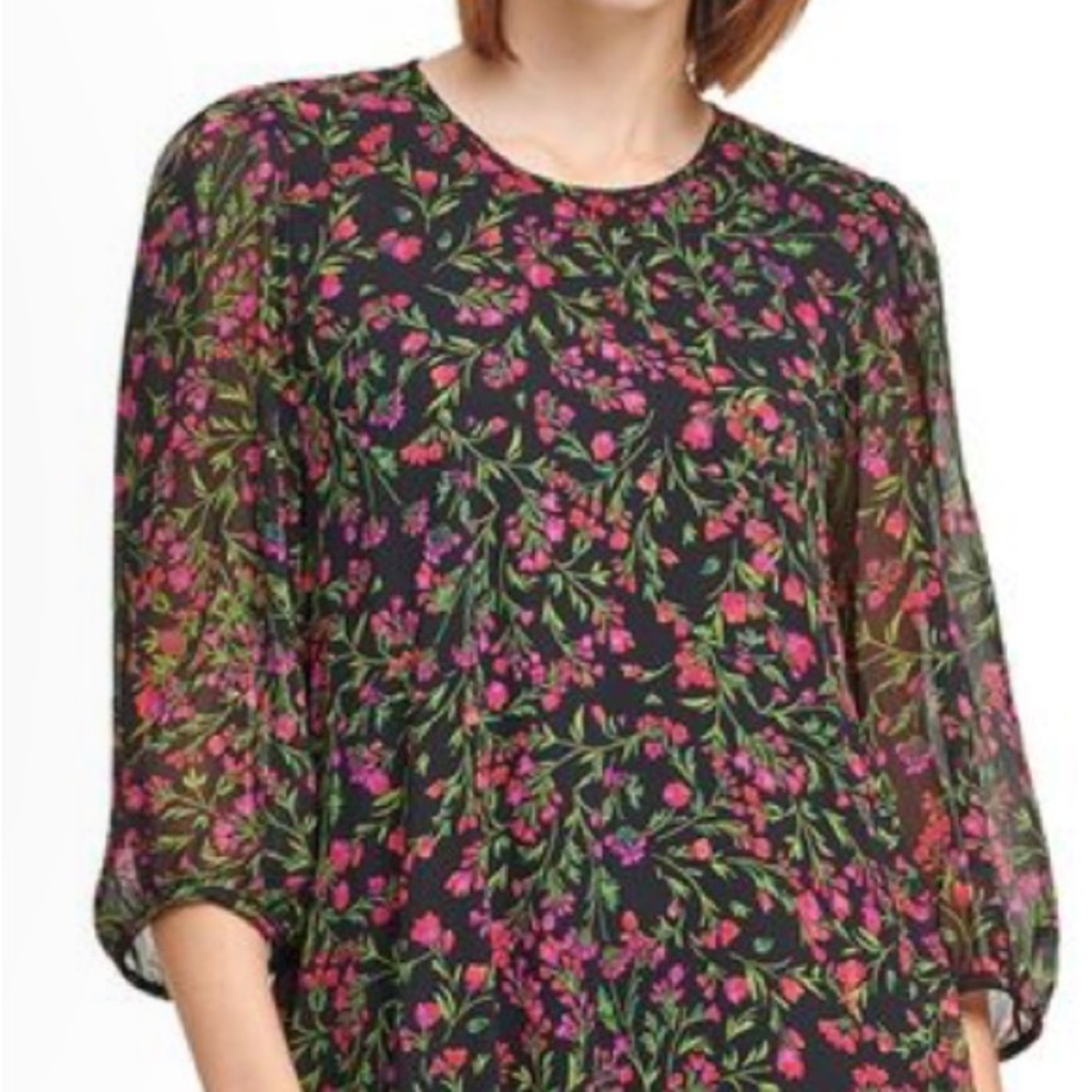 Calvin Klein Women's Sheath 3/4 Sleeve Floral Pleated Dress Size: 8 - Picture 13 of 15